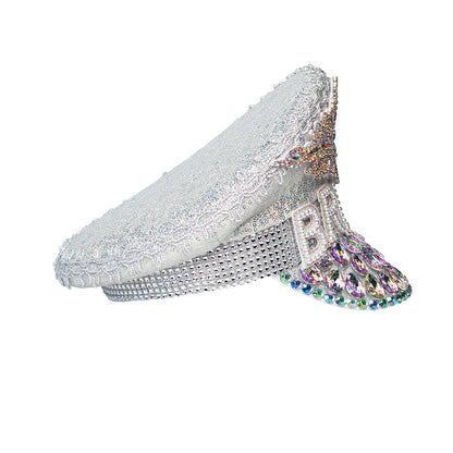 Chapeau Cowgirl Blanc Strass – Accessoire de Fête Glamour