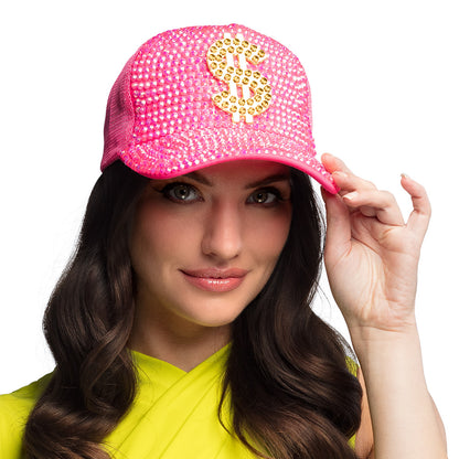 Casquette Sequins Dollars Fluo - Accessoire Disco Party