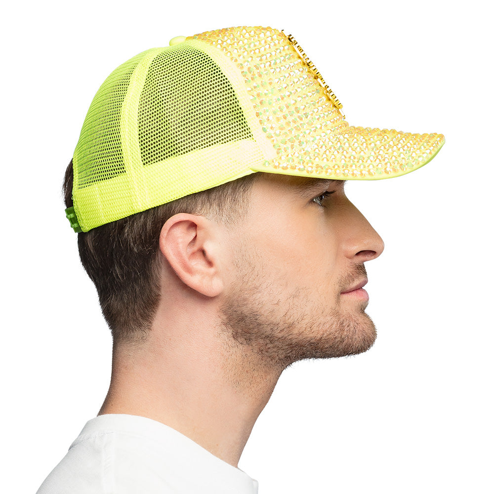 Casquette Sequins Dollars Fluo - Accessoire Disco Party