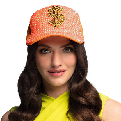 Casquette Sequins Dollars Fluo - Accessoire Disco Party
