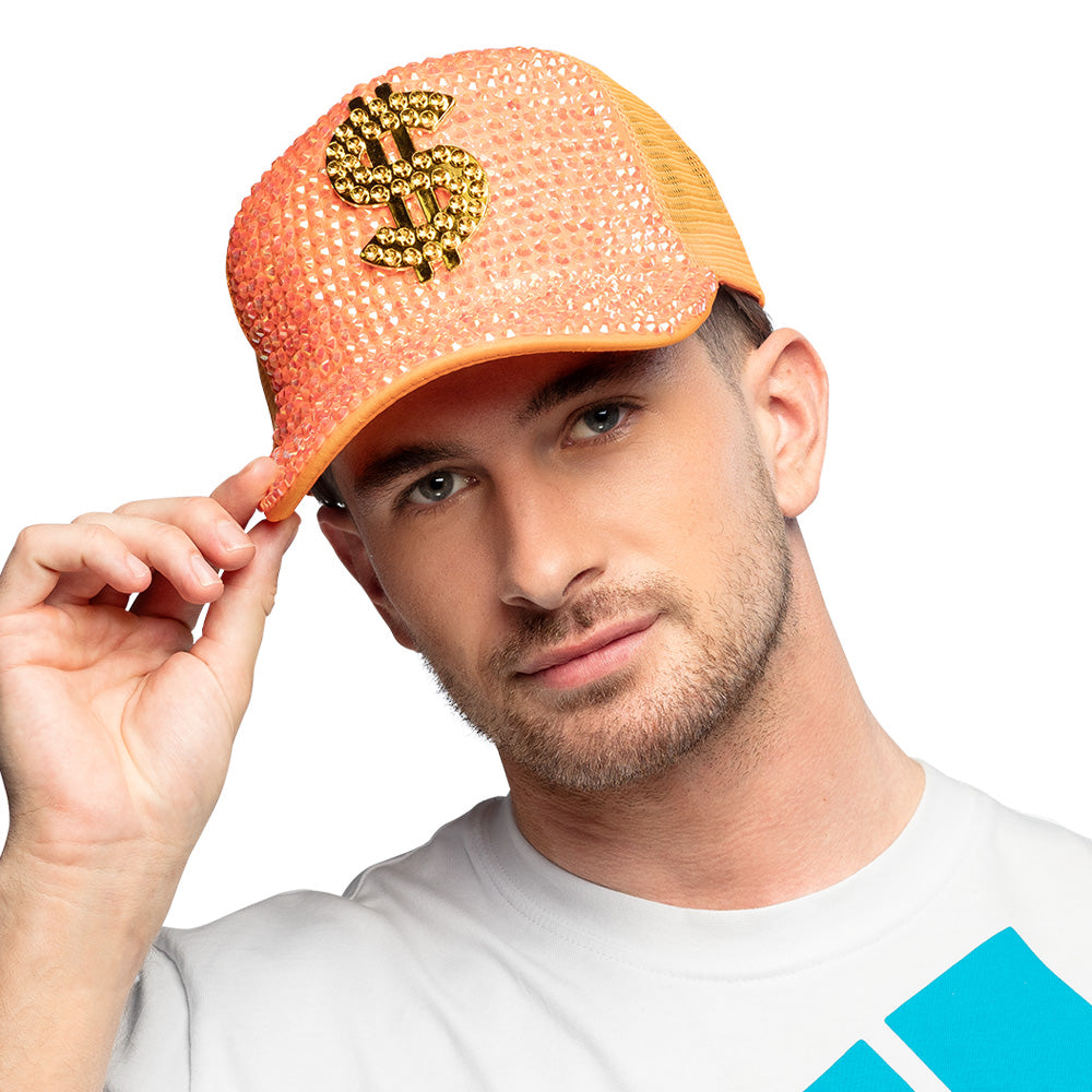 Casquette Sequins Dollars Fluo - Accessoire Disco Party