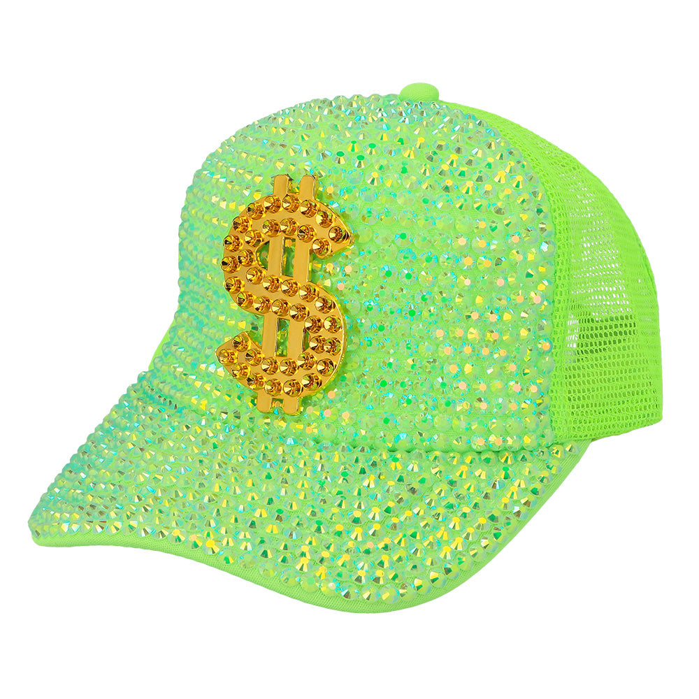 Casquette Sequins Dollars Fluo - Accessoire Disco Party