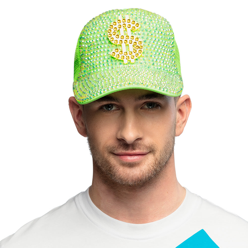 Casquette Sequins Dollars Fluo - Accessoire Disco Party