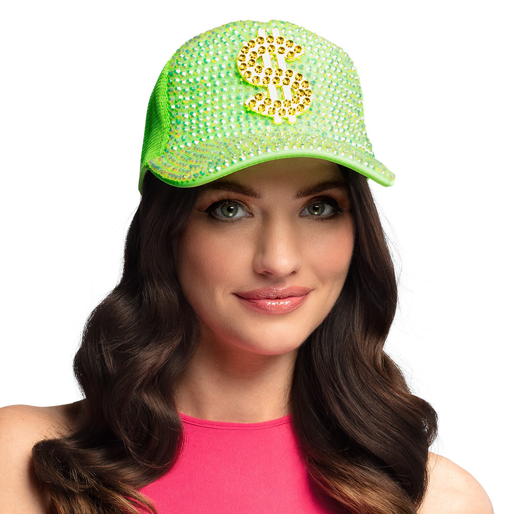 Casquette Sequins Dollars Fluo - Accessoire Disco Party