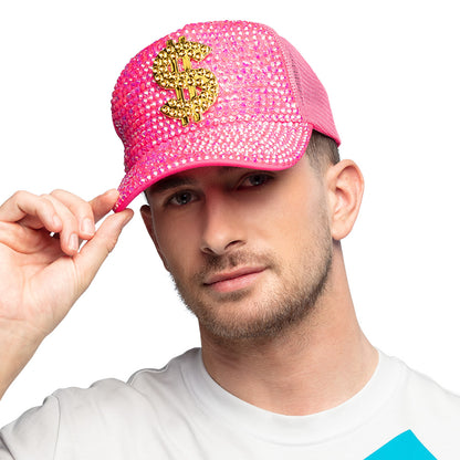 Casquette Rose Paillettes Dollar Bling UV Blacklight