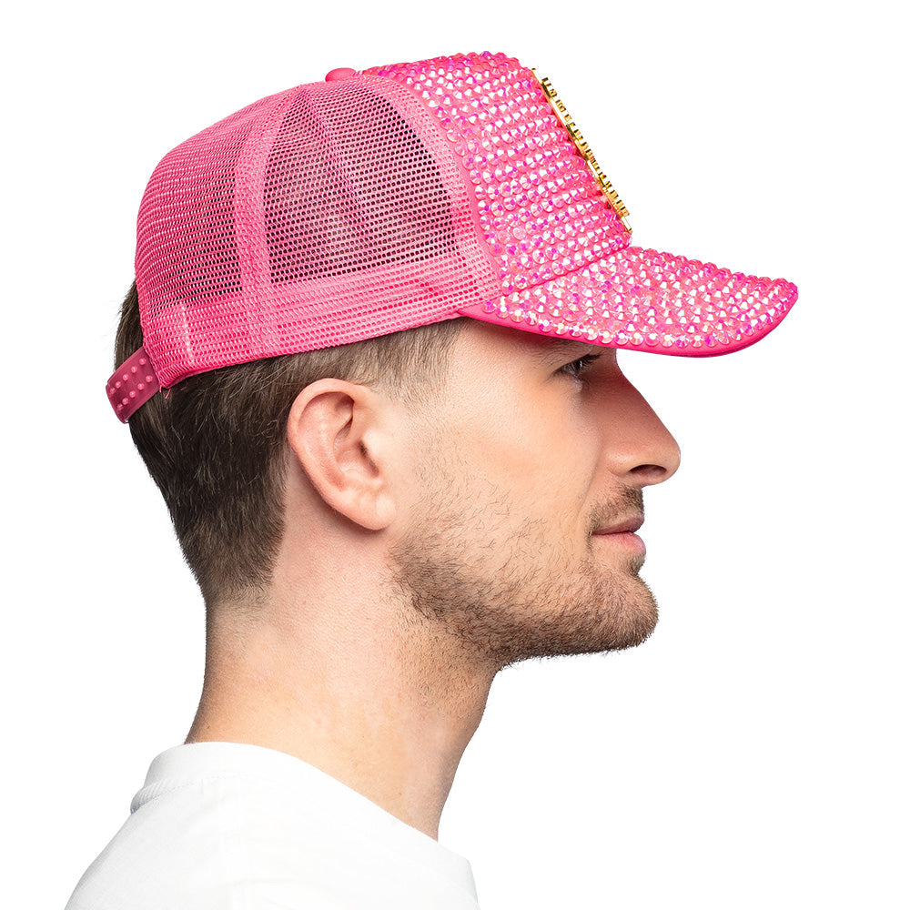 Casquette Rose Paillettes Dollar Bling UV Blacklight