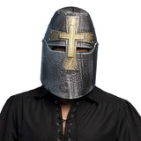 Casque Chevalier Médiéval Gris avec Croix Dorée