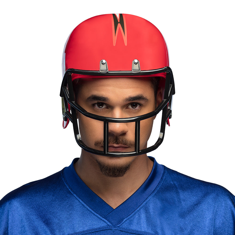 Casque Football Américain Rouge avec Grille - Déguisement Adulte