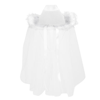 Chapeau Cow-girl Blanc Luxe avec Tiare Strass et Voile
