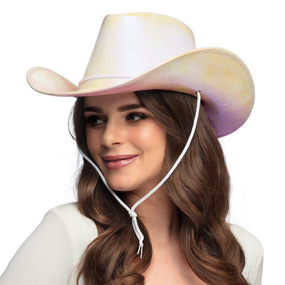Chapeau Cowboy Holographique Rose Irisé - Accessoire Déguisement