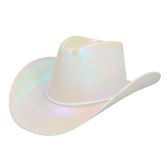 Chapeau Cowboy Holographique Rose Irisé - Accessoire Déguisement