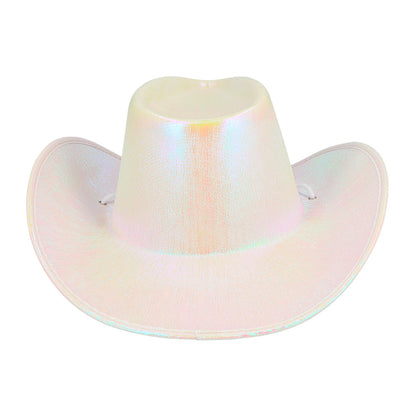 Chapeau Cowboy Holographique Rose Irisé - Accessoire Déguisement