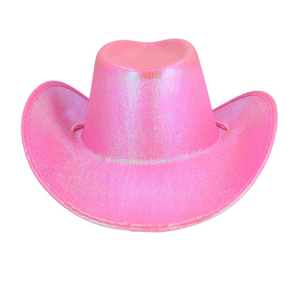Chapeau Cow-girl Rose Paillettes Irisé - Accessoire Fête