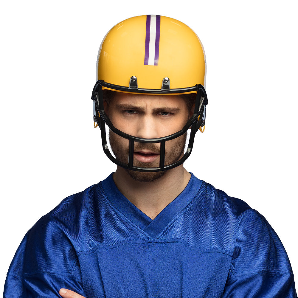 Casque Football Américain Jaune Rayures Violettes