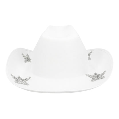 Chapeau Cowboy Mariée Blanc avec Paillettes et Étoiles