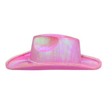 Chapeau Cowboy Rose Fluo LED - 3 Modes de Lumière