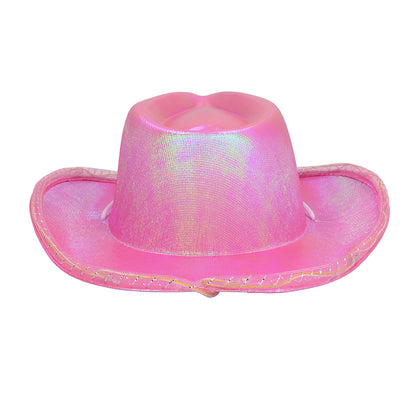 Chapeau Cowboy Rose Fluo LED - 3 Modes de Lumière