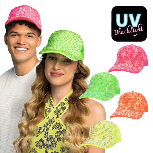 Casquette Paillettes UV Blacklight Fluorescente - 4 Coloris