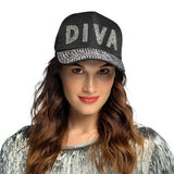 Casquette DIVA Noire Strass - Accessoire Soirée Glamour