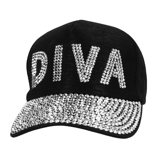 Casquette DIVA Noire Strass - Accessoire Soirée Glamour