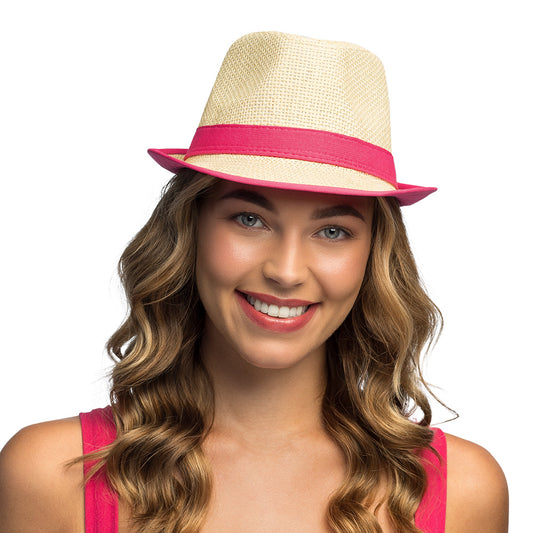 Chapeau de Paille Coloré pour Adulte - 7 Couleurs Assorties