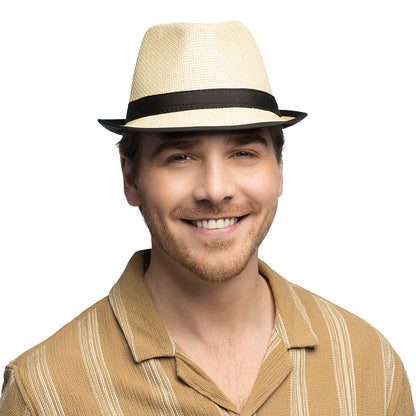 Chapeau Paille Panama Noir - Accessoire Fête et Déguisement