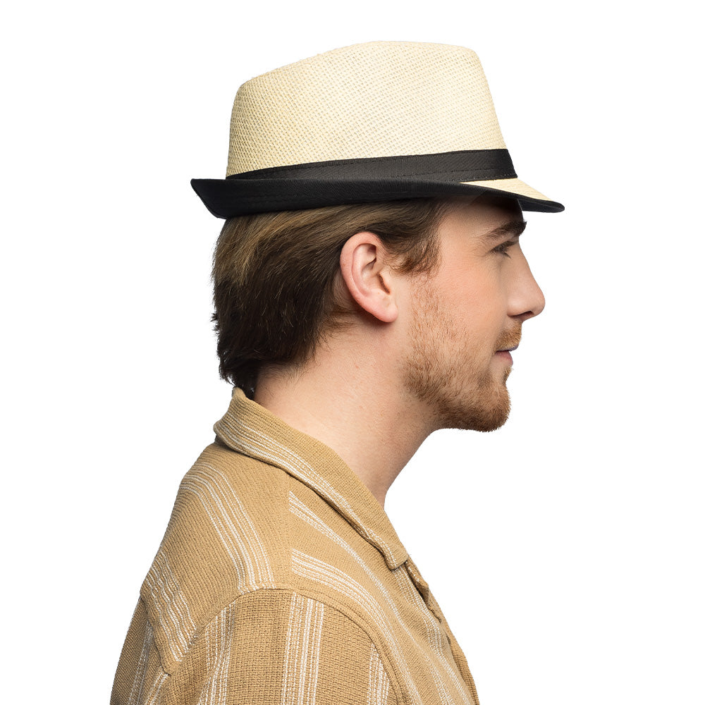 Chapeau Paille Panama Noir - Accessoire Fête et Déguisement