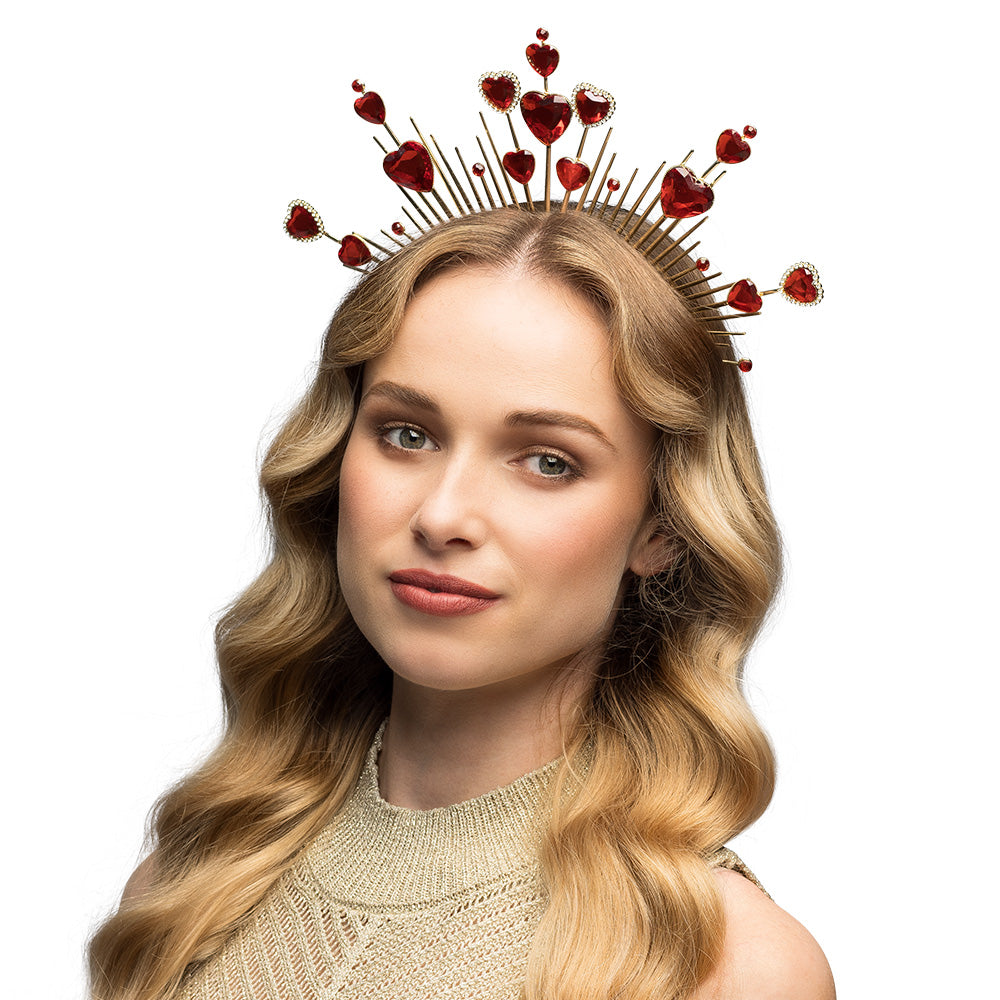 Couronne Cœurs Rouges Scintillants - Accessoire Fête et Déguisement
