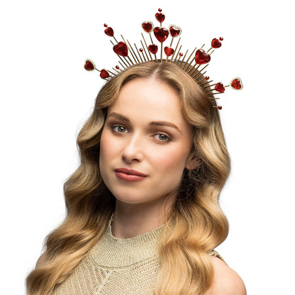 Couronne Cœurs Rouges Scintillants - Accessoire Fête et Déguisement