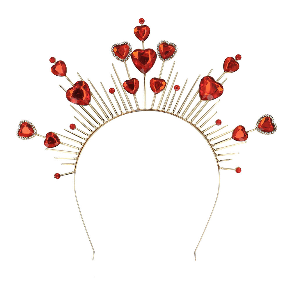 Couronne Cœurs Rouges Scintillants - Accessoire Fête et Déguisement