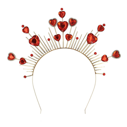 Couronne Cœurs Rouges Scintillants - Accessoire Fête et Déguisement