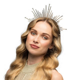 Couronne Serre-tête Soleil Strass - Accessoire Festif Doré