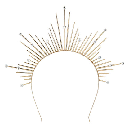 Couronne Serre-tête Soleil Strass - Accessoire Festif Doré