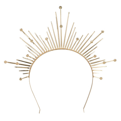 Couronne Serre-tête Soleil Strass - Accessoire Festif Doré