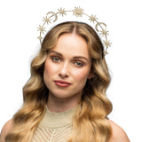 Serre-tête étoiles et lunes doré - Accessoire fête céleste
