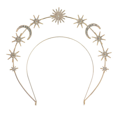 Serre-tête étoiles et lunes doré - Accessoire fête céleste