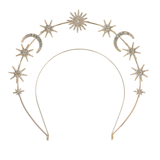Serre-tête étoiles et lunes doré - Accessoire fête céleste