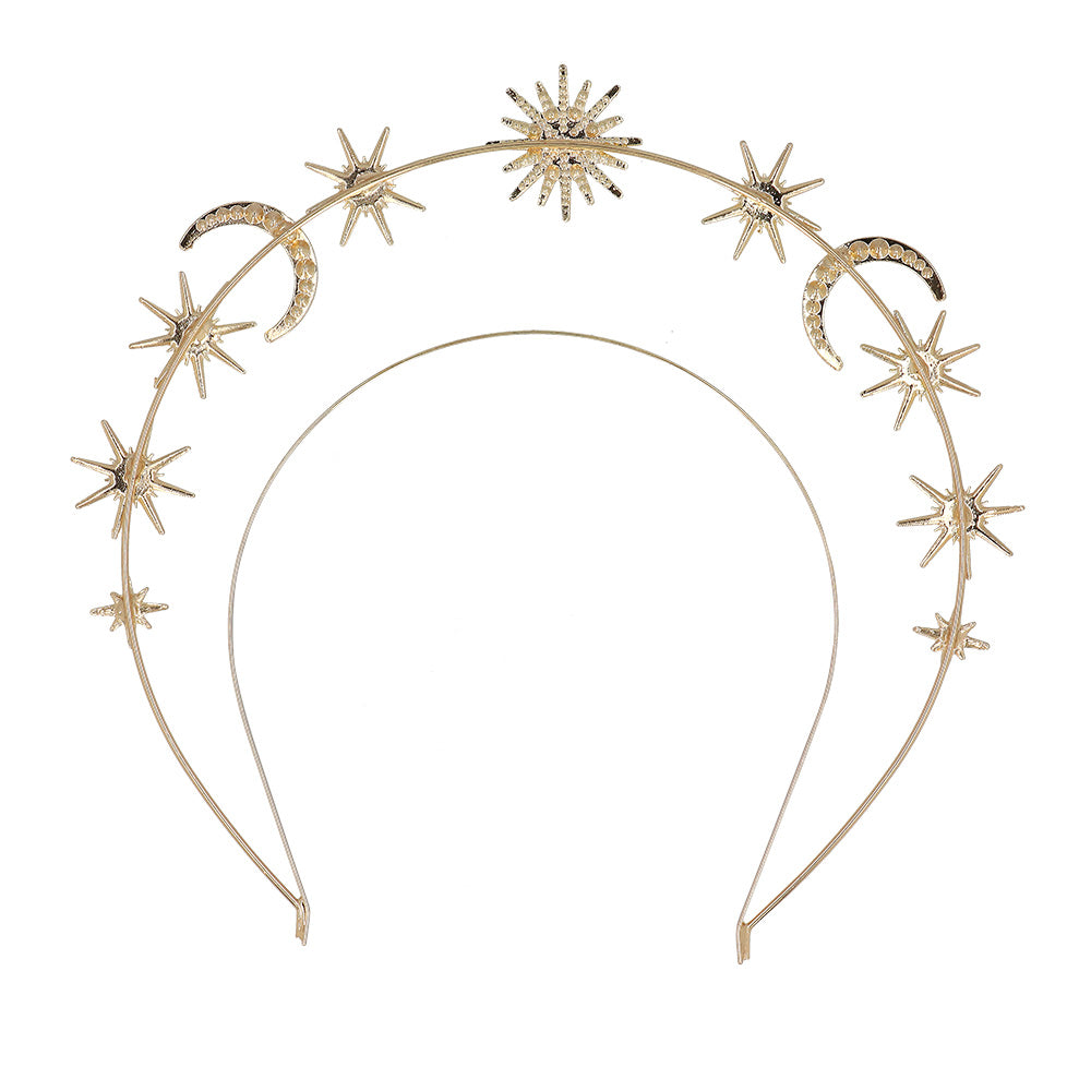 Serre-tête étoiles et lunes doré - Accessoire fête céleste