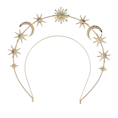 Serre-tête étoiles et lunes doré - Accessoire fête céleste