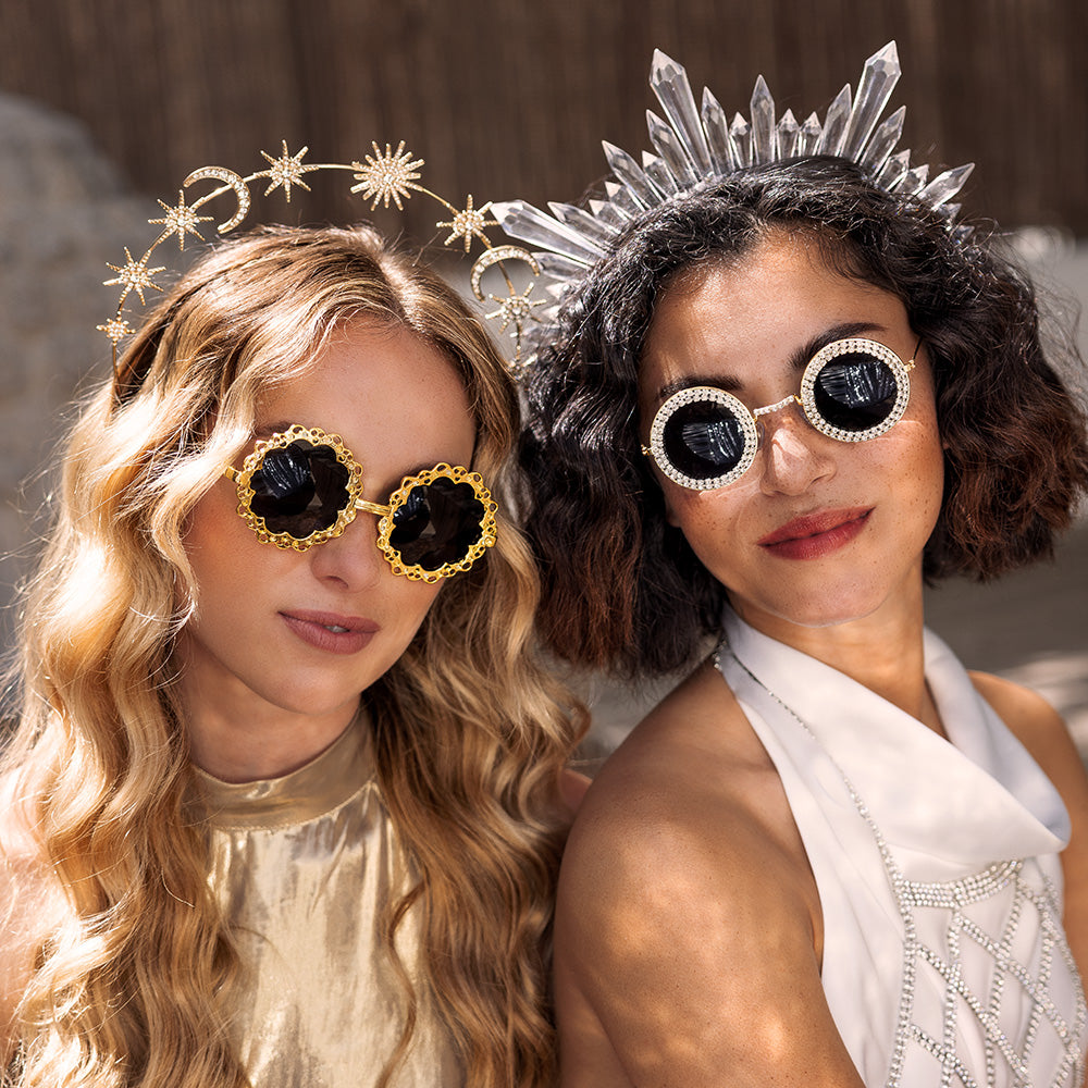 Serre-tête étoiles et lunes doré - Accessoire fête céleste
