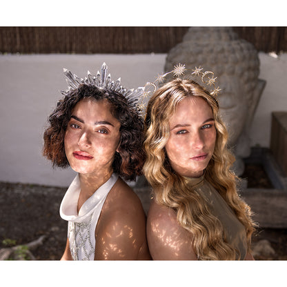 Serre-tête étoiles et lunes doré - Accessoire fête céleste