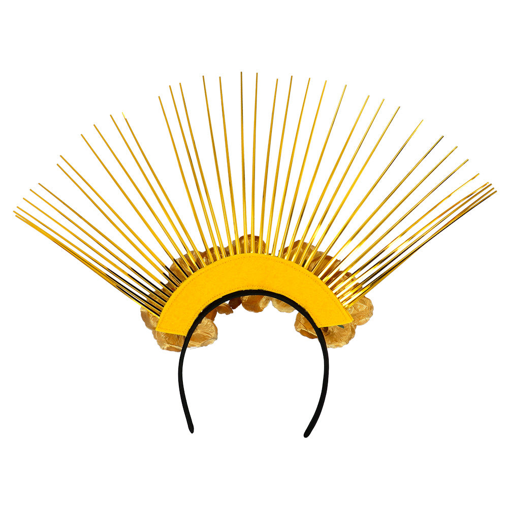 Couronne Dorée Fleurs & Halo Lumineux - Accessoire Fête Divin