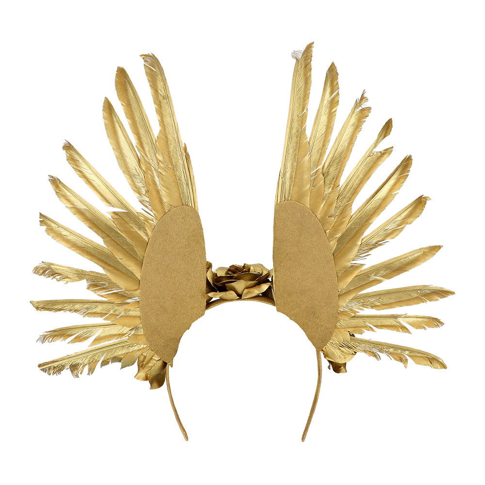 Serre-tête Ailes Dorées avec Fleurs - Couronne Angelique