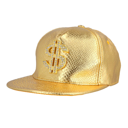 Casquette Dollar Dorée Métallisée avec Strass - Accessoire Soirée