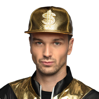 Casquette Dollar Dorée Métallisée avec Strass - Accessoire Soirée