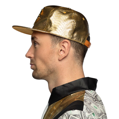 Casquette Dollar Dorée Métallisée avec Strass - Accessoire Soirée