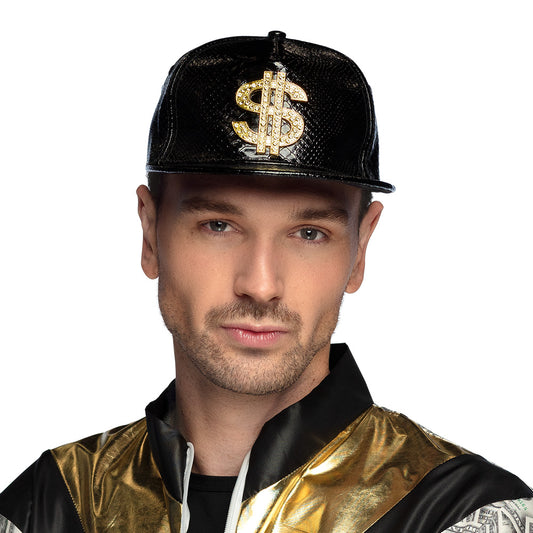 Casquette Dollar Paillettes Noires - Accessoire Déguisement Luxe
