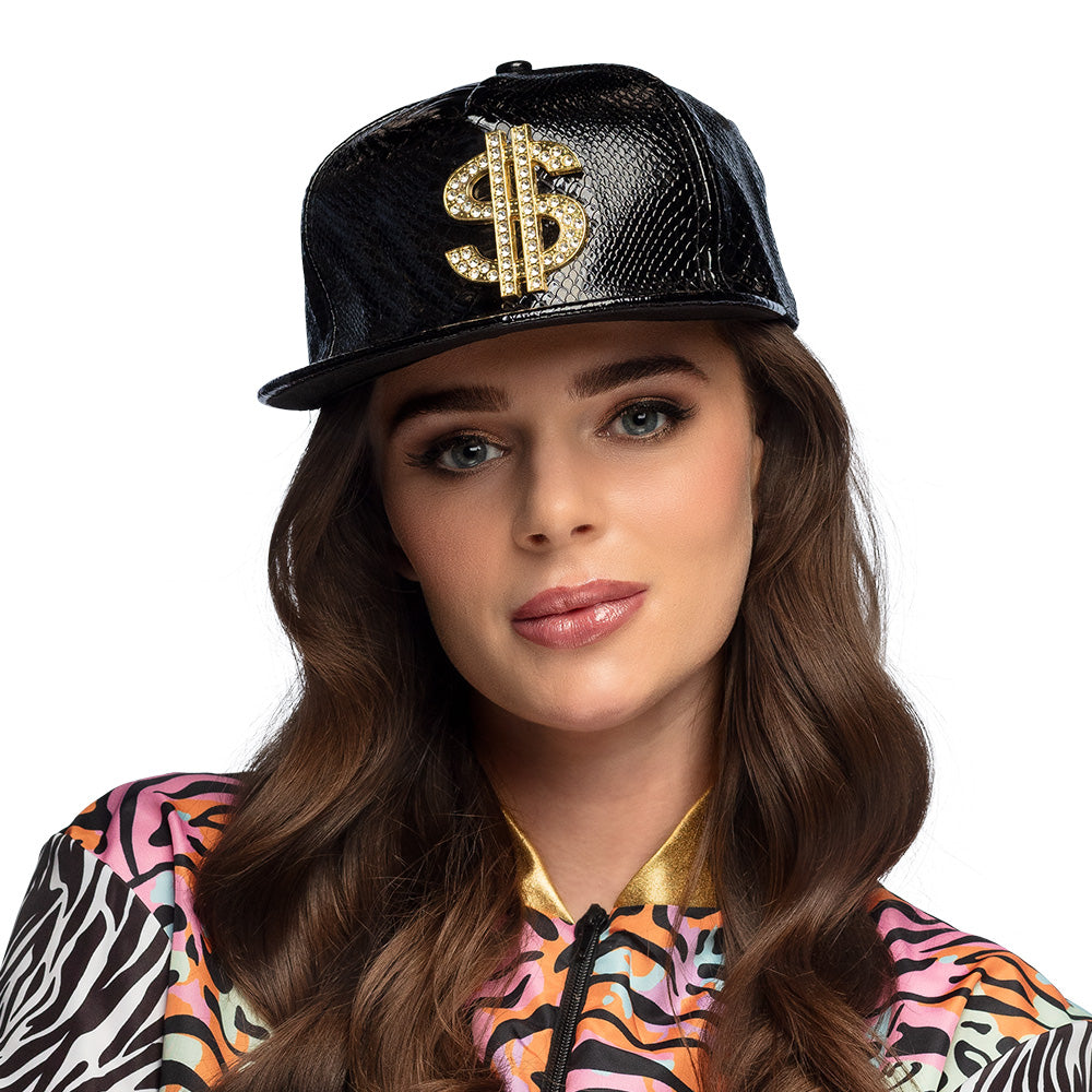 Casquette Dollar Paillettes Noires - Accessoire Déguisement Luxe