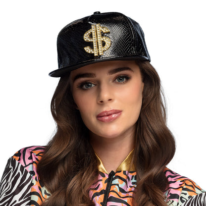 Casquette Dollar Paillettes Noires - Accessoire Déguisement Luxe