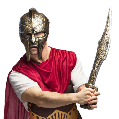 Casque Guerrier Antique + Épée Dorée - Déguisement Gladiateur